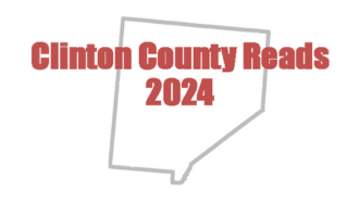 outline of clinton county ohio with the text "clinton county reads 2024" in red