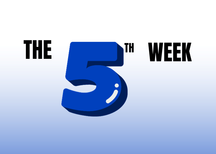 the words "the fifth week" on a blue background. 