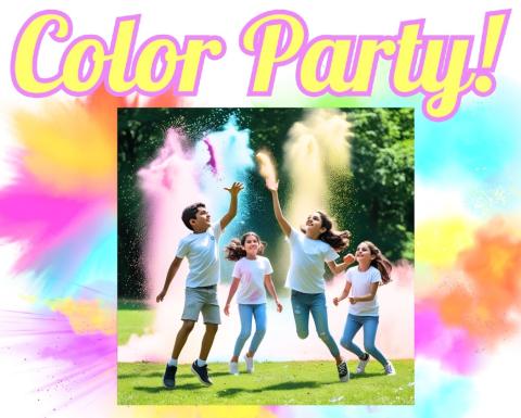 kids playing with color powder